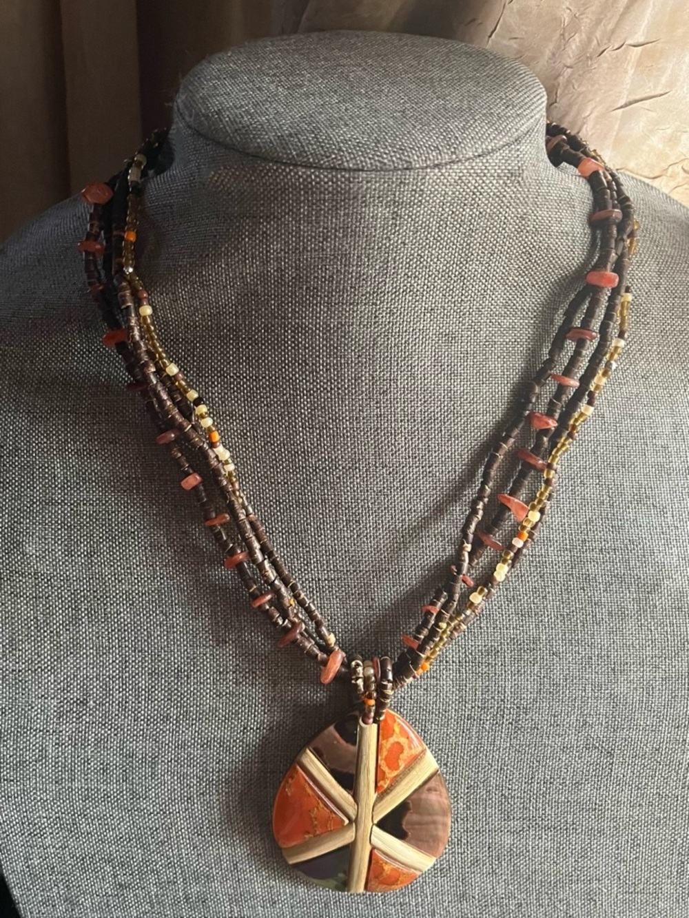 BohoMultistrand Mixed Bead & Pendant Necklace